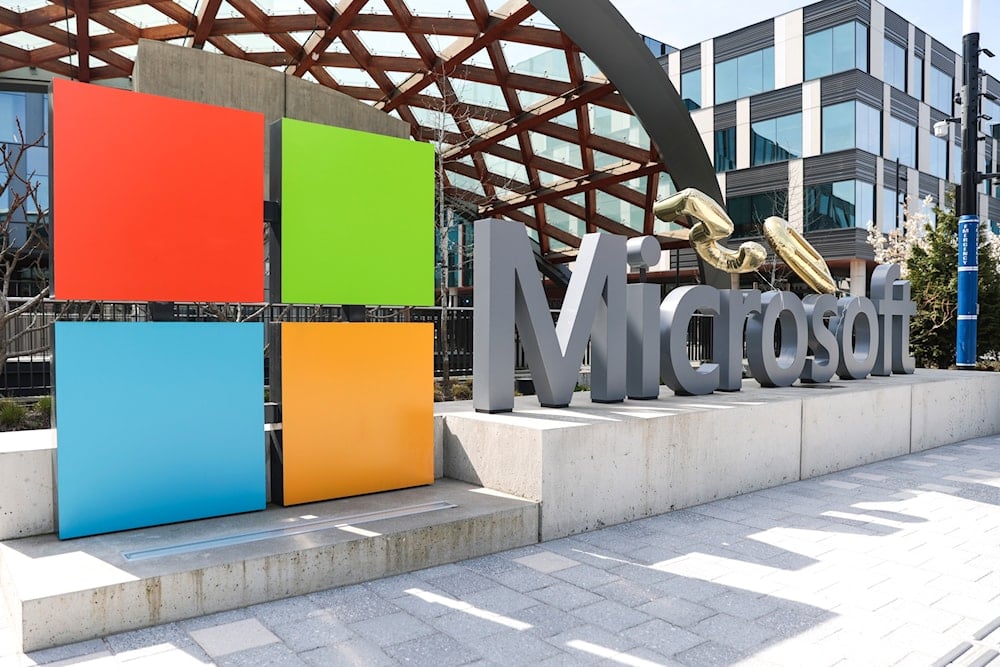 A Microsoft sign and logo are pictured at the company's headquarters, Friday, April 4, 2025, in Redmond, Wash. (AP)