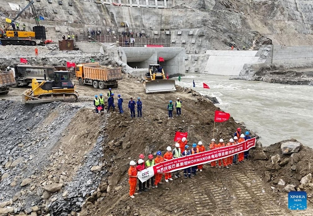 The river closure at the site of the Mohmand Hydropower Project in Swat, Pakistan dated August 16, 2024 (China Gezhouba Group Corporation/Handout)