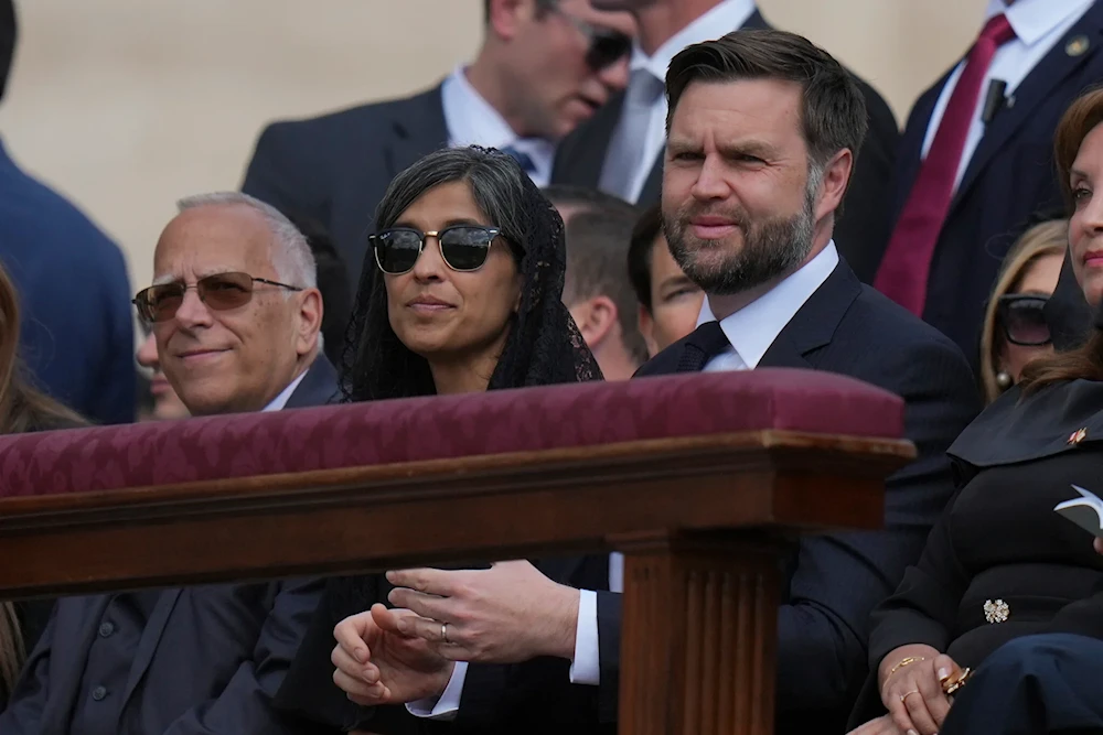 Vice President JD Vance, right, and his wife Usha attend Pope Leo XIV's formal inauguration of his pontificate in St. Peter's Square, at the Vatican, May 18, 2025 (Alessandra Tarantino/AP)
