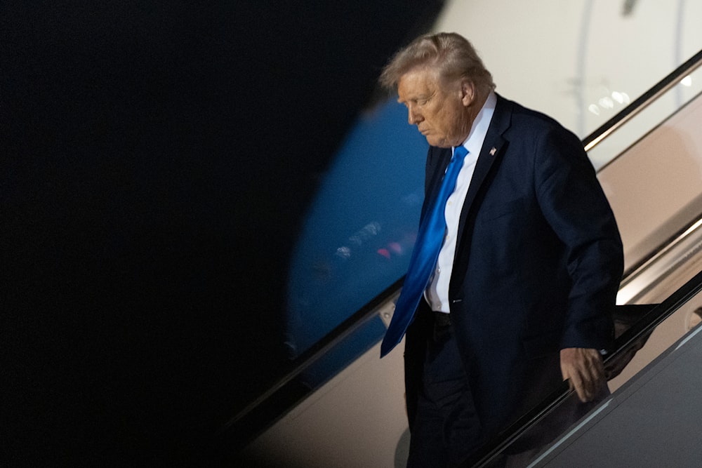 President Donald Trump arrives at Palm Beach International Airport in West Palm Beach, Fla., Thursday, May 1, 2025. (AP)