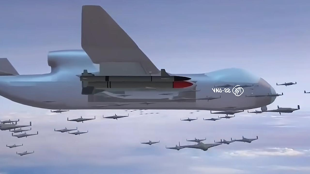 A 3D render of China's planned 'drone mothership' Credit: X/@XH_Lee23
