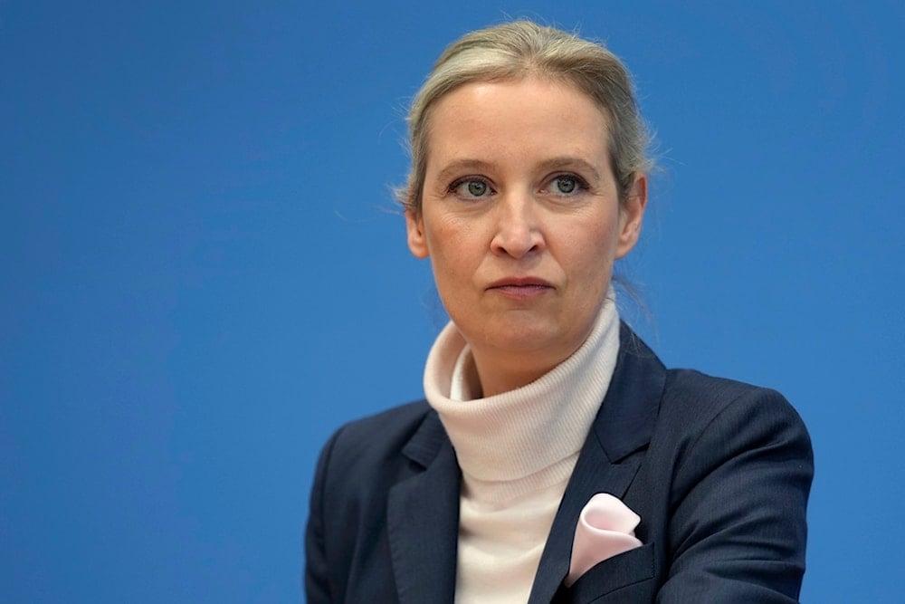 Alice Weidel, co-leader of the Alternative for Germany Party (AfD), arrives for a press conference in Berlin, Germany, Monday, Feb. 24, 2025, the day after the national election. (AP)