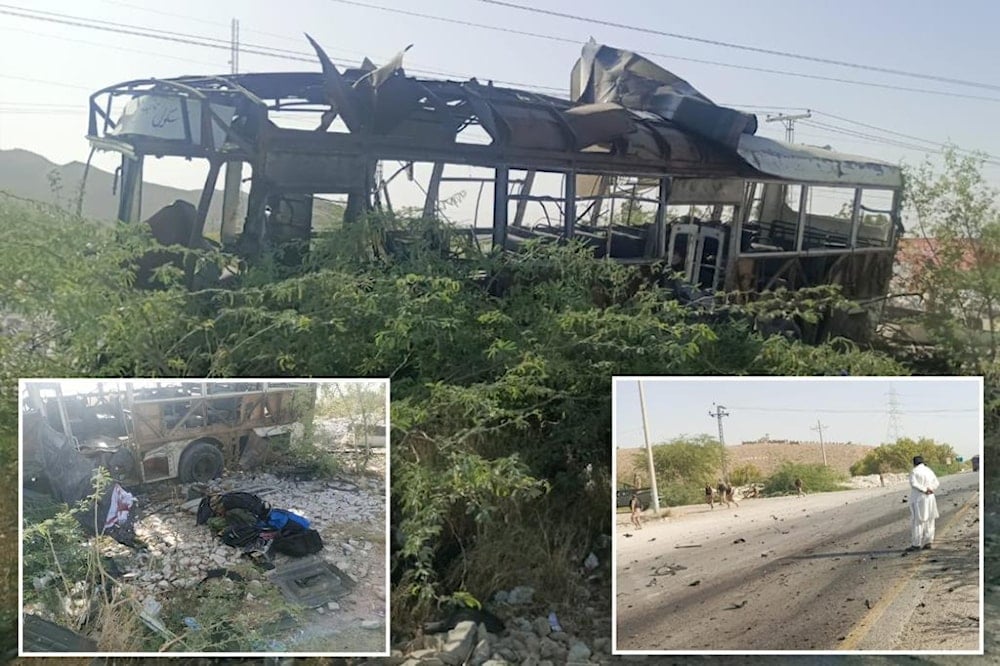 Imoact if suicde bomb on school bus in Pakistan on May 21, 2025. (Newsweek)