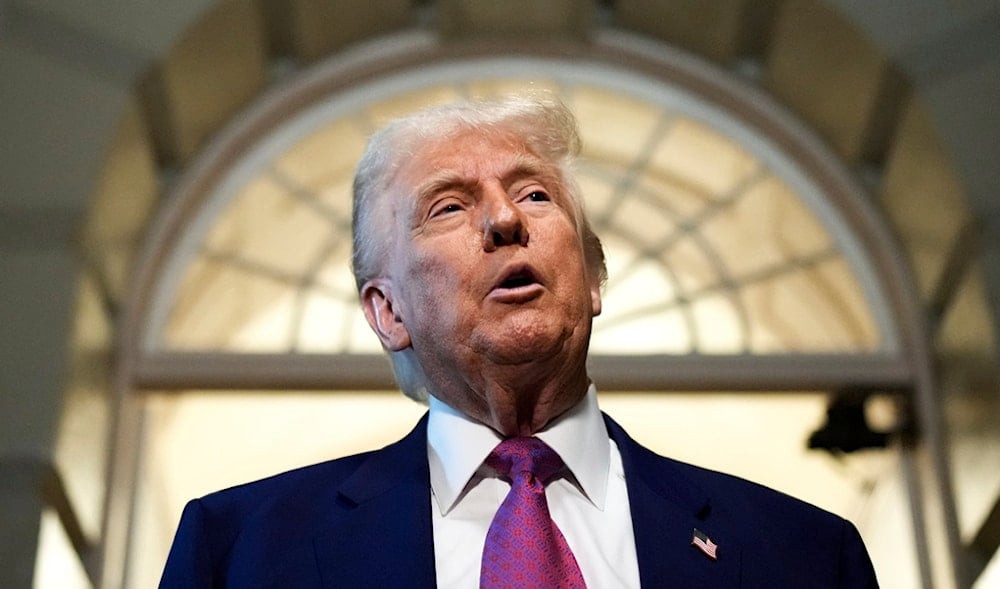 President Donald Trump speaks to reporters after departing a House Republican conference meeting, Tuesday, May 20, 2025, at the U.S. Capitol in Washington. (AP)