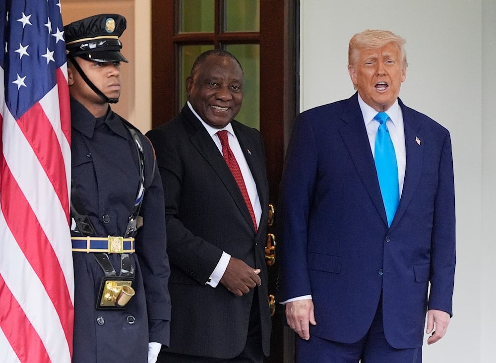 President Donald Trump greets South African President Cyril Ramaphosa at the White House, Wednesday, May 21, 2025, in Washington (AP)