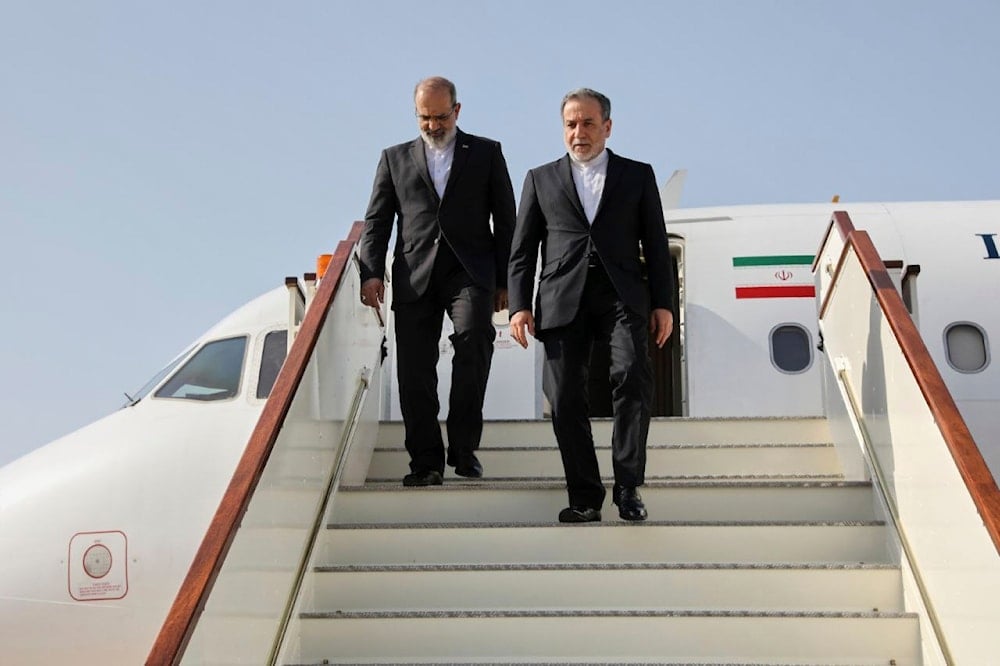 Iranian Foreign Minister Abbas Araghchi, steps out from his plane as he arrives at Muscat, Oman, Friday, April 25, 2025, a day prior to negotiations with US Mideast envoy Steve Witkoff (AP)