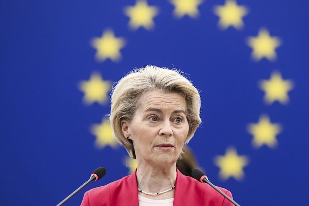 European Commission president Ursula von der Leyen addresses European Parliament members on new plans to ramp up defense spending agreed at a March 2025 summit in Strasbourg, eastern France (AP/Pascal Bastien)