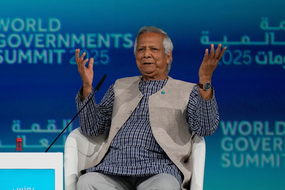 Muhammad Yunus, chief adviser to Bangladesh's interim government talks to CNN's anchor Becky Anderson during the World Governments Summit in Dubai, United Arab Emirates, Thursday, Feb. 13, 2025. (AP Photo/Altaf Qadri)