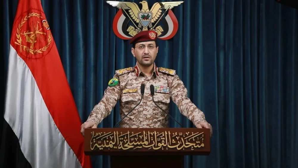 Spokesperson Brigadier General Yahya Saree in a recorded statement on May 25, 2025. (YAF Military Media / Screengrab)