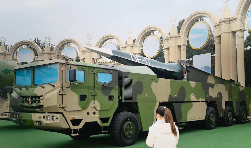 A DF-17 hypersonic missile transporter-erector-launcher featured in the 