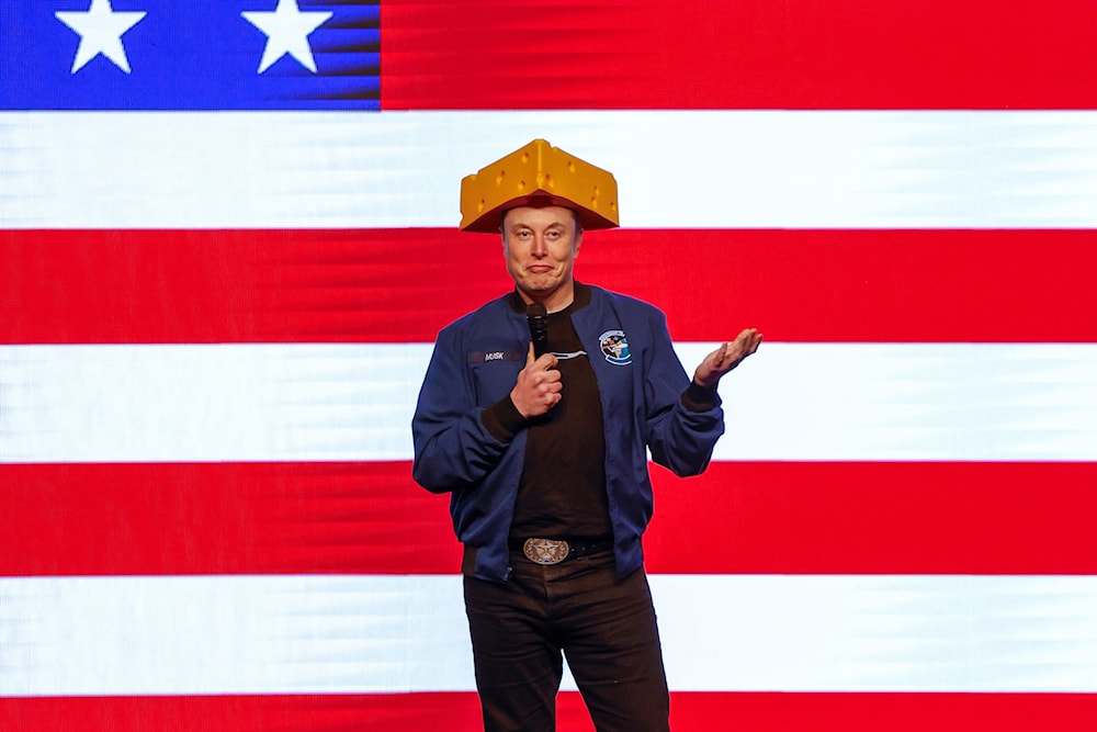 Elon Musk speaks at a town hall March 30, 2025, in Green Bay, Wis. (AP )
