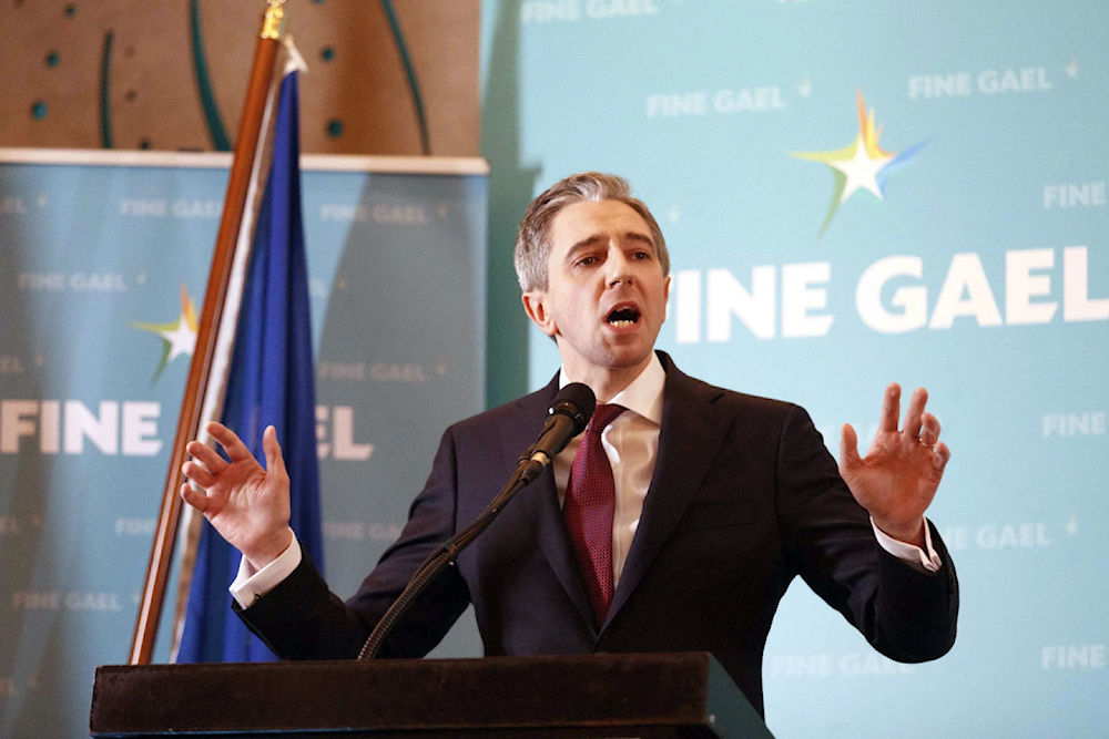 Simon Harris speaks after being confirmed as the new leader of the Fine Gael party March 24, 2024 (Eamon Ward/AP)