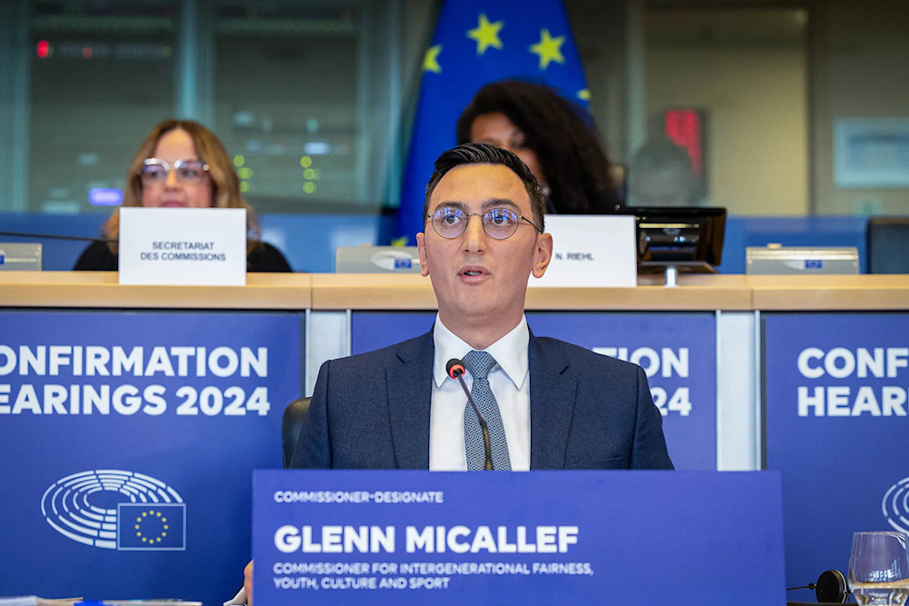 Commissioner-designate Glenn Micallef addressing the European Parliament hearing in Brussels, Belgium. Photo: European Union, 2024.