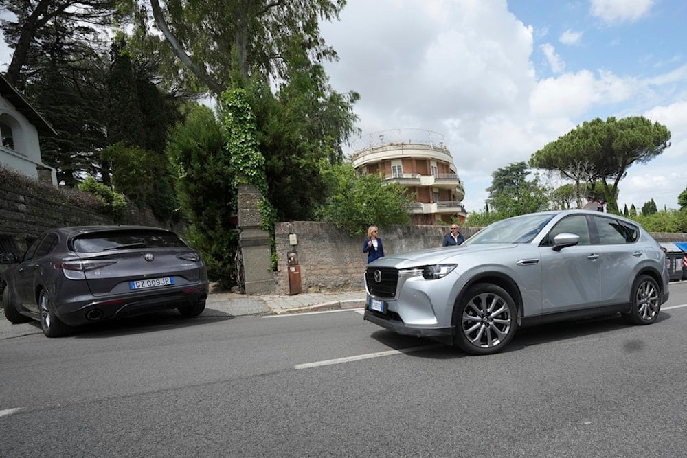 Delegates arrive at the Omani Embassy in Rome after a closed-door meeting between Iranian and US delegations to discuss Tehran's rapidly advancing nuclear program, Friday, May 23, 2025 (AP)