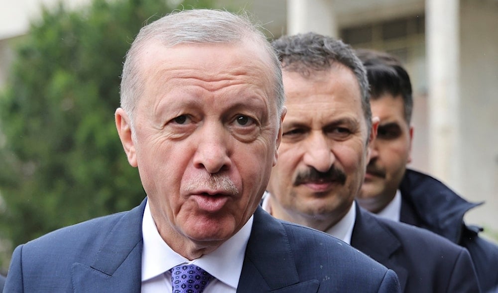 Turkish President Recep Tayyip Erdogan attends the European Political Community summit in Tirana, Albania, Friday, May 16, 2025. (AP)