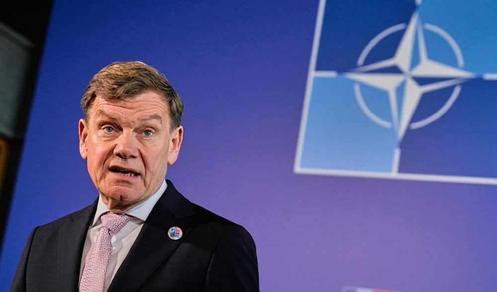 Germany's Foreign Minister Johann Wadephul talks to journalists as he arrives for a NATO informal meeting of foreign ministers in Antalya, southern Turkey, Thursday, May 15, 2025. (AP)