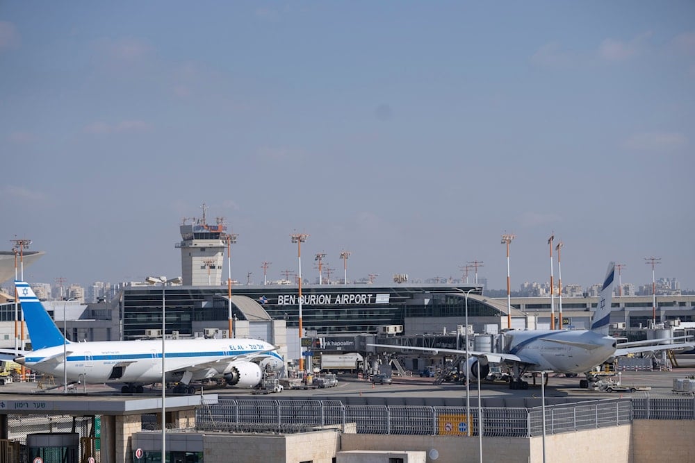 Two planes are parked at Ben Gurion International Airport near Tel Aviv, Israel, Monday Sept. 2, 2024 (AP)