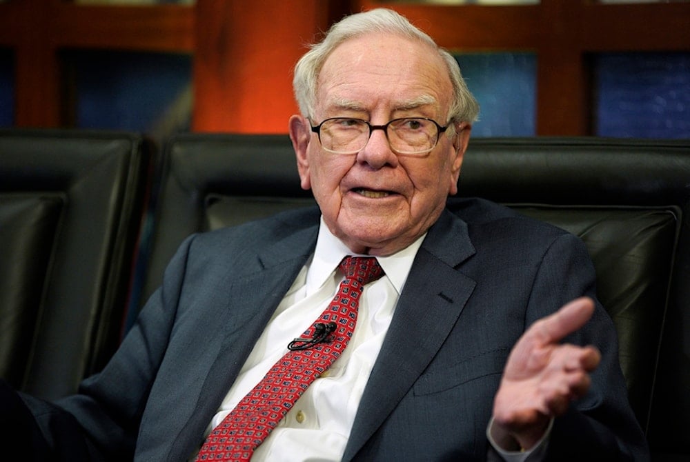 Berkshire Hathaway Chairman and CEO Warren Buffett speaks during an interview with Liz Claman on Fox Business Network's 'Countdown to the Closing Bell,' May 7, 2018, in Omaha, Nebraska (AP)