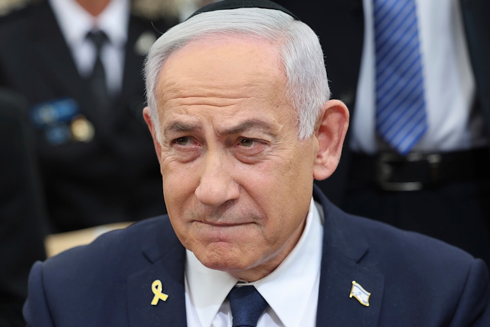 Israeli Prime Minister Benjamin Netanyahu at a Memorial in occupied al-Quds on Tuesday, April 29, 2025. (Abir Sultan/Pool Photo via AP)