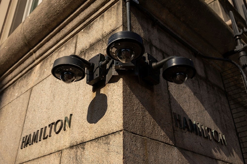 Security cameras are seen outside Columbia University, Tuesday, Sep. 3, 2024, in New York. (AP Photo/Yuki Iwamura)