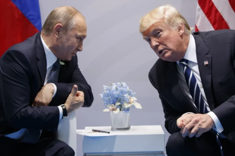 US President Donald Trump meets with Russian President Vladimir Putin at the G-20 Summit in Hamburg, Germany on July 7, 2017 (AP/Evan Vucci)