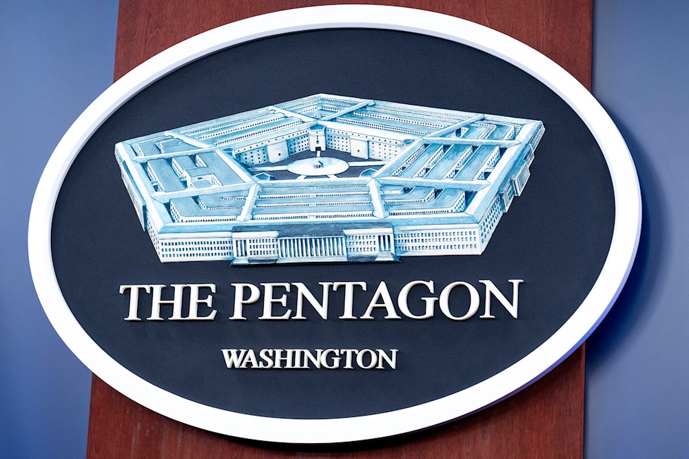  The Department of Defense logo is seen on the wall in the Press Briefing room at the Pentagon, Oct. 29, 2024, in Washington. (AP)
