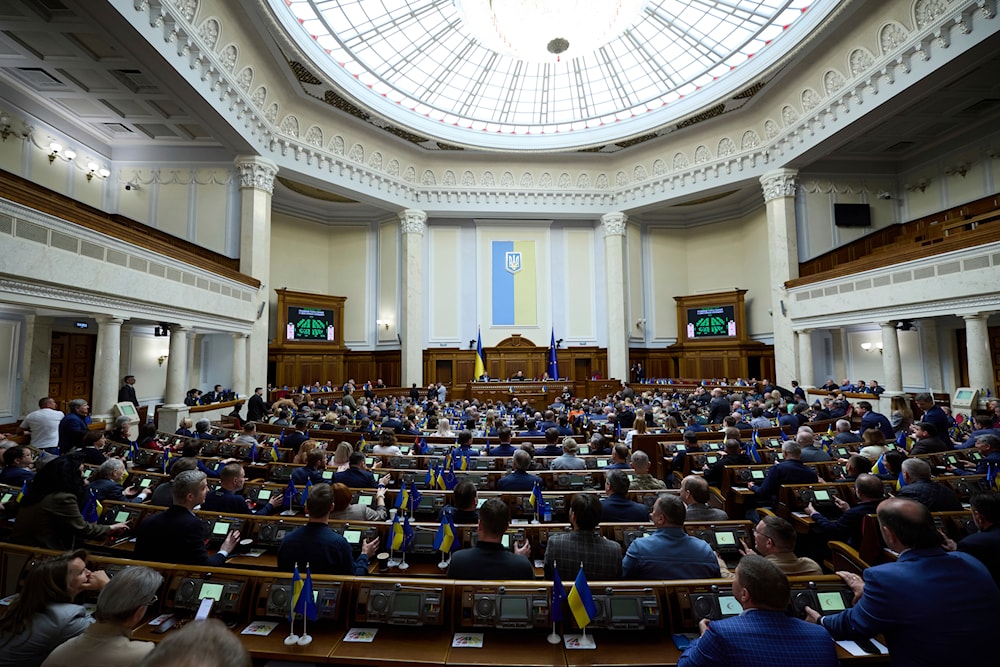 Ukrainian parliamentarians vote for ratification of the Minerals Agreement between Ukraine and United States at Verkhovna Rada in Kiev, Ukraine, on Thursday, May 8, 2025. (AP)
