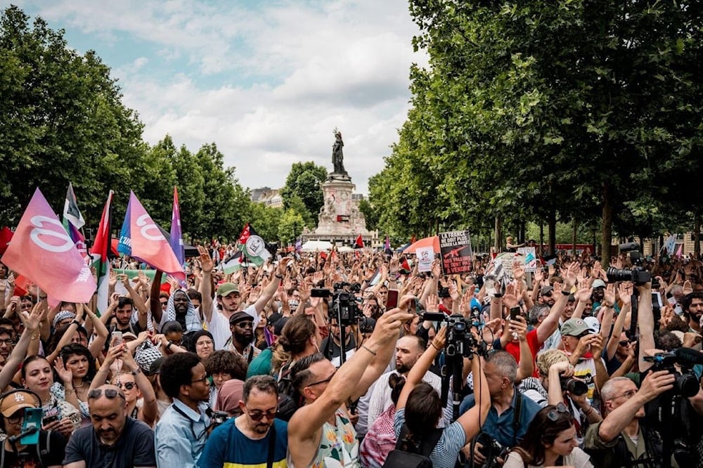 Protesters gathered in protests against the Israeli genocide in Gaza, Paris, France, 14 June 2025 (social media)