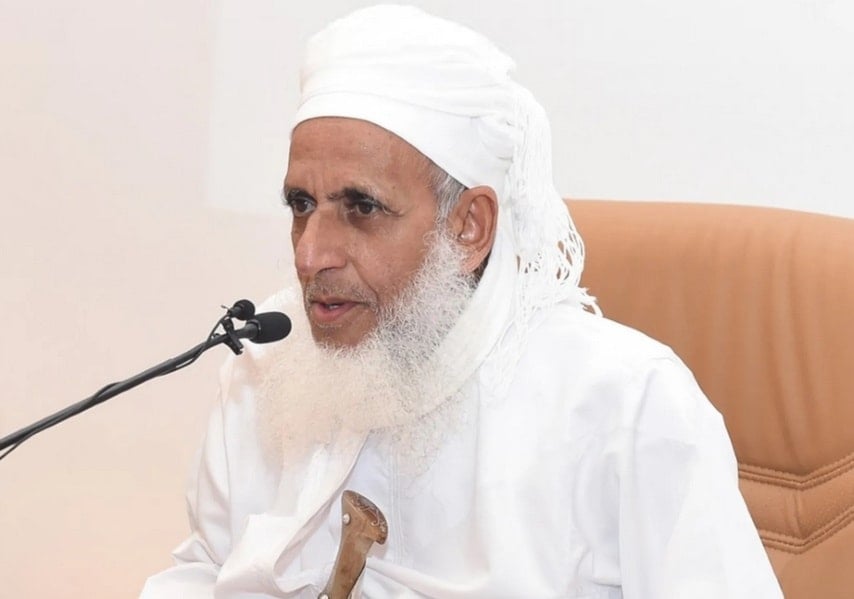The Grand Mufti of the Sultanate of Oman, Sheikh Ahmed bin Hamad al-Khalili speaks at a conference on August 11, 2024. (SABA news agency). 