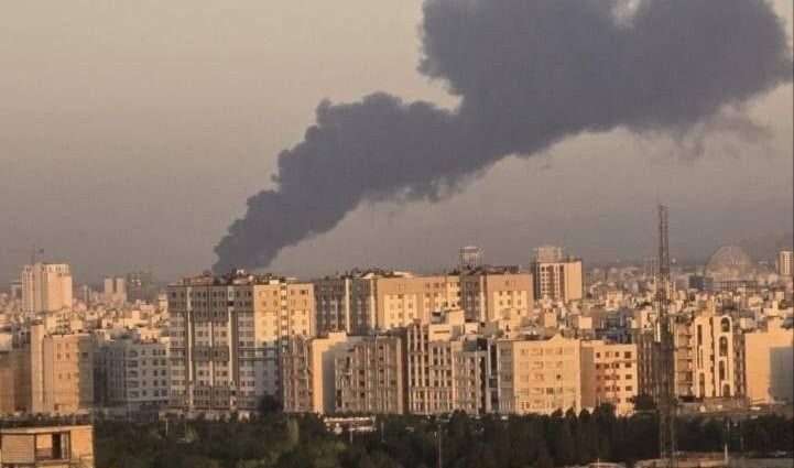 Smoke rises after 'Israel' struck an airplane in Mashhad International Airport, Mashhad, Iran, 15 June 2025 (social media)