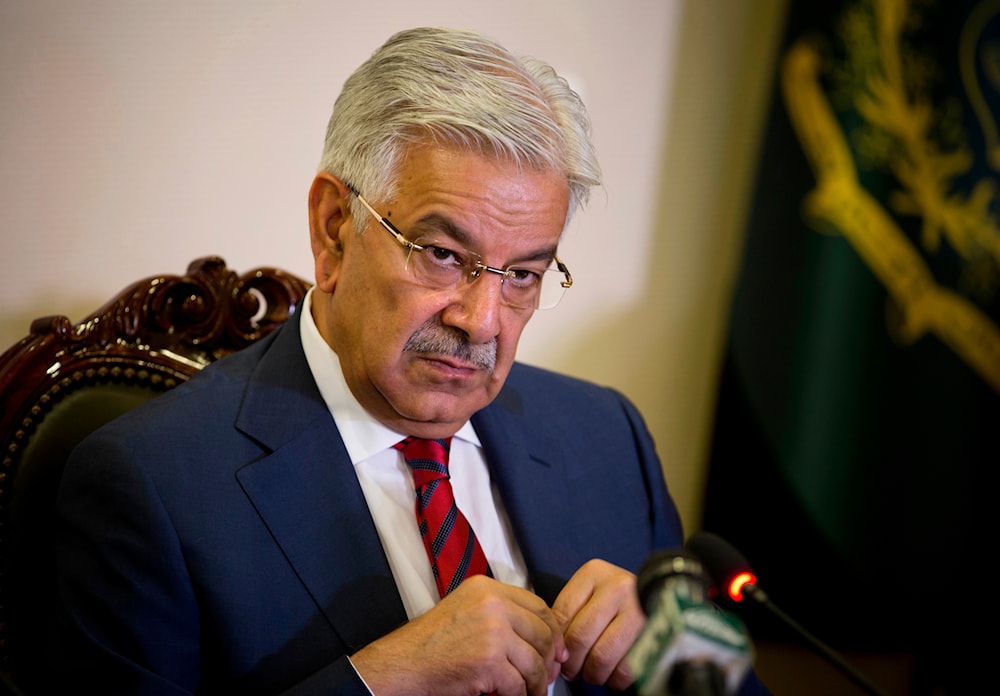  In this April 2, 2018, file photo, Pakistan's Foreign Minister Khawaja Mohammad Asif listens to a reporter at the Foreign Ministry in Islamabad, Pakistan. (AP)