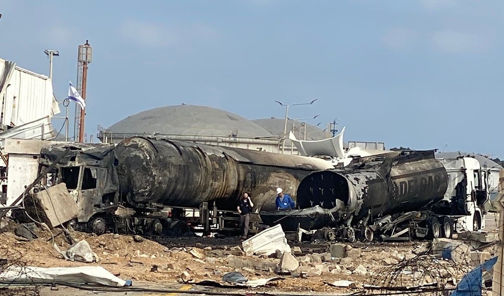 Damage shown at the Haifa oil refinery ater being struck by an Iranian missile, June 16, 2025 (Social Media)