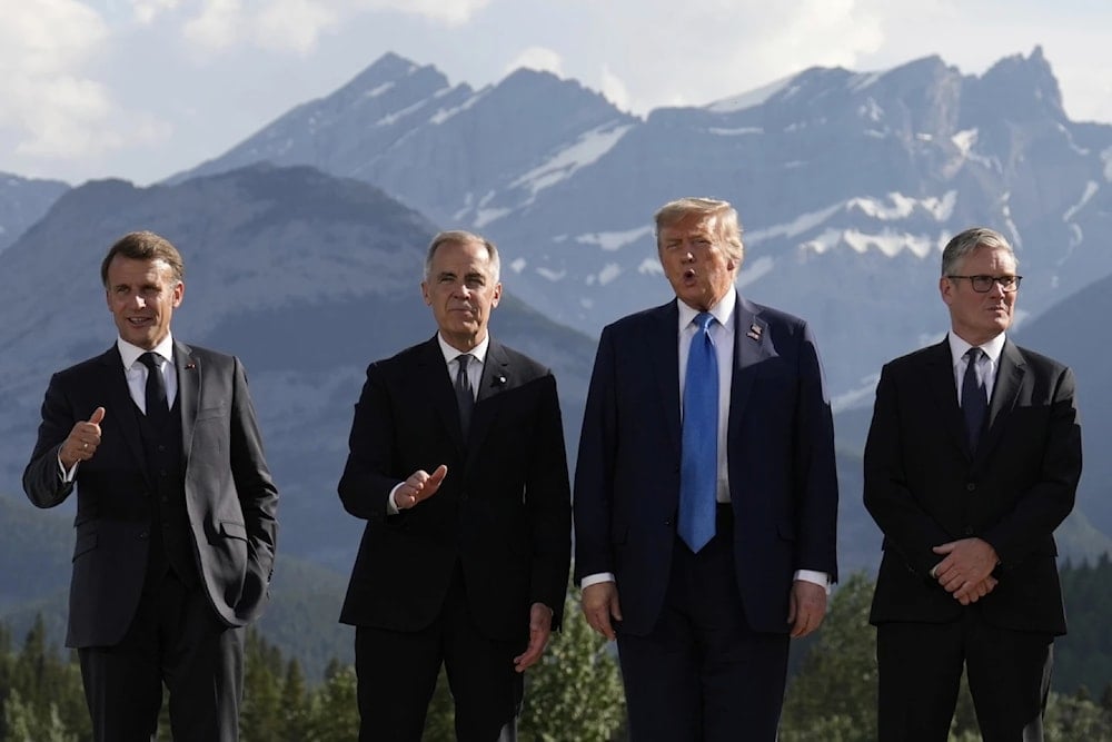 A group photo of the G7 Summit, including US President Donald Trump, Monday, June 16, 2025, in Kananaskis, Canada (AP/Mark Schiefelbein)