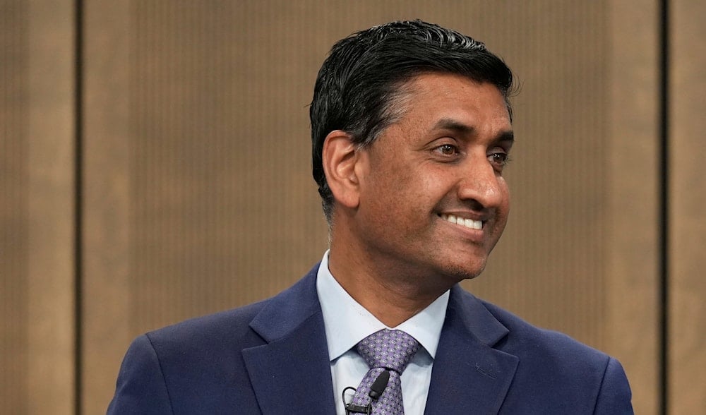 US Rep. Ro Khanna (D-CA) speaks to the City Club of Cleveland, in Cleveland, Monday, April 14, 2025. (AP)