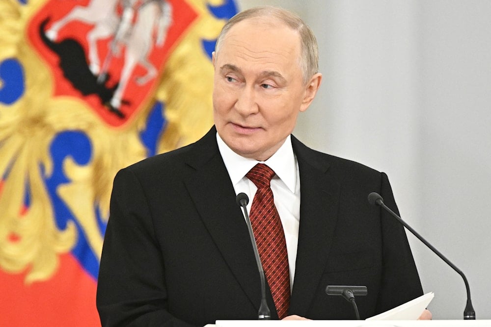 Russian President Vladimir Putin speaks at a ceremony for the Russian Federation National Awards during the celebrations for the Day of Russia at the Kremlin in Moscow, Russia, Thursday, June 12, 2025 (AP)