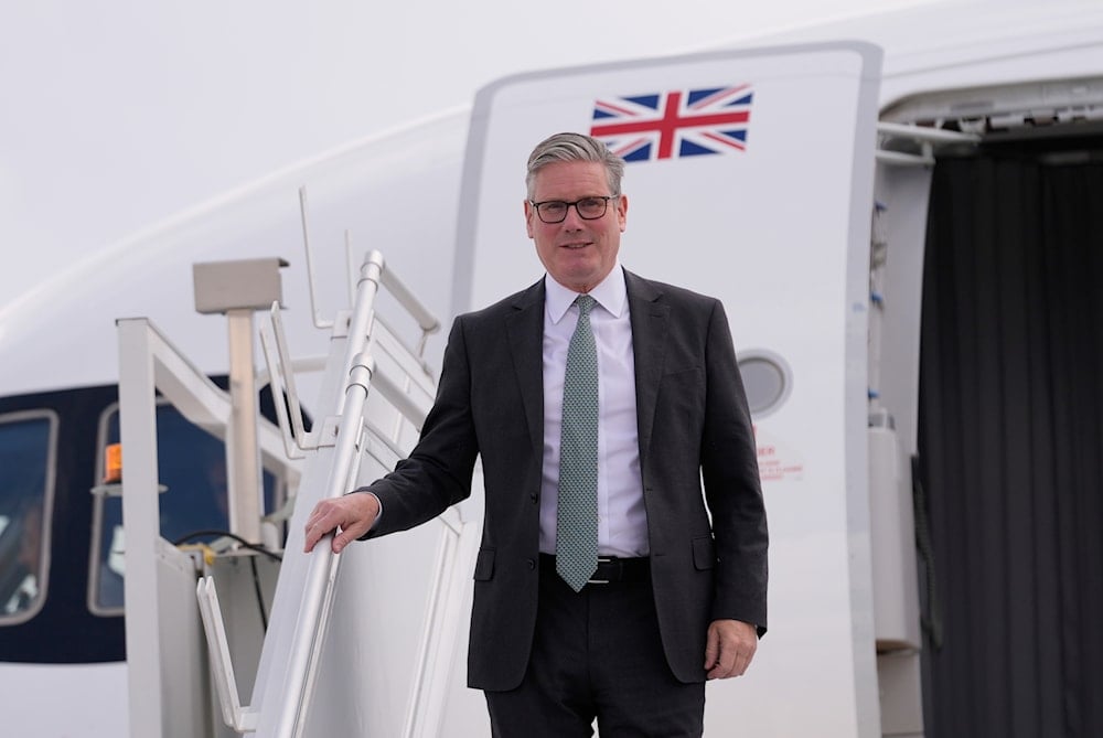 British Prime Minister Kier Starmer arrives at Calgary International Airport, Sunday,June, 15, 2025, ahead of the G7 Summit, in Calgary. (AP Photo/Gerald Herbert)