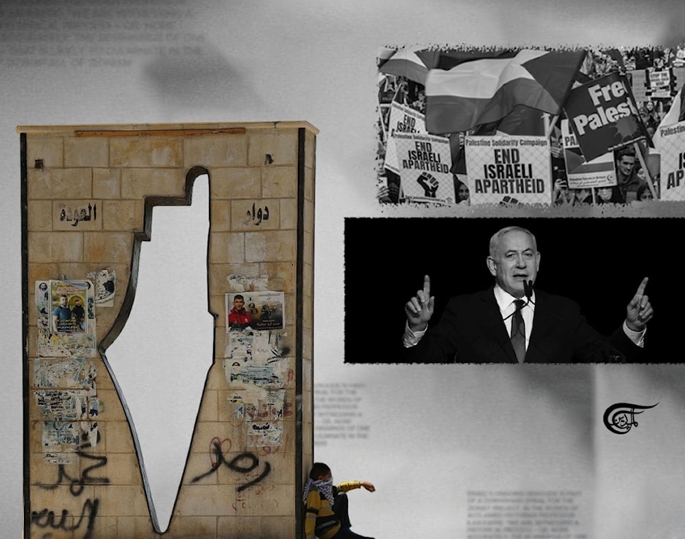 Even if apartheid is dismantled or a Palestinian state is recognised, Liberal Zionists will use their influence to create a ‘deal’ with compliant elements of the Palestinian and Arab elites. (Al Mayadeen English; Illustrated by Batoul Chamas)