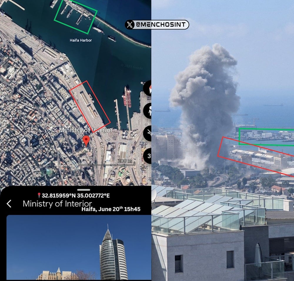 The strike on Haifa shows a building near the Ministry of Interior on June 20, 2025 (Social media)