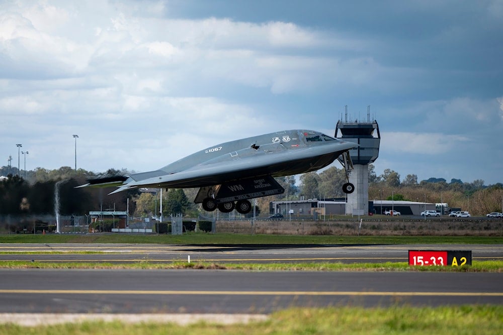  US Air Force B-2 Spirit stealth bomber takes off from a Royal Australian Air Force base in Amberley, Australia, Sept. 11, 2024 (AP)