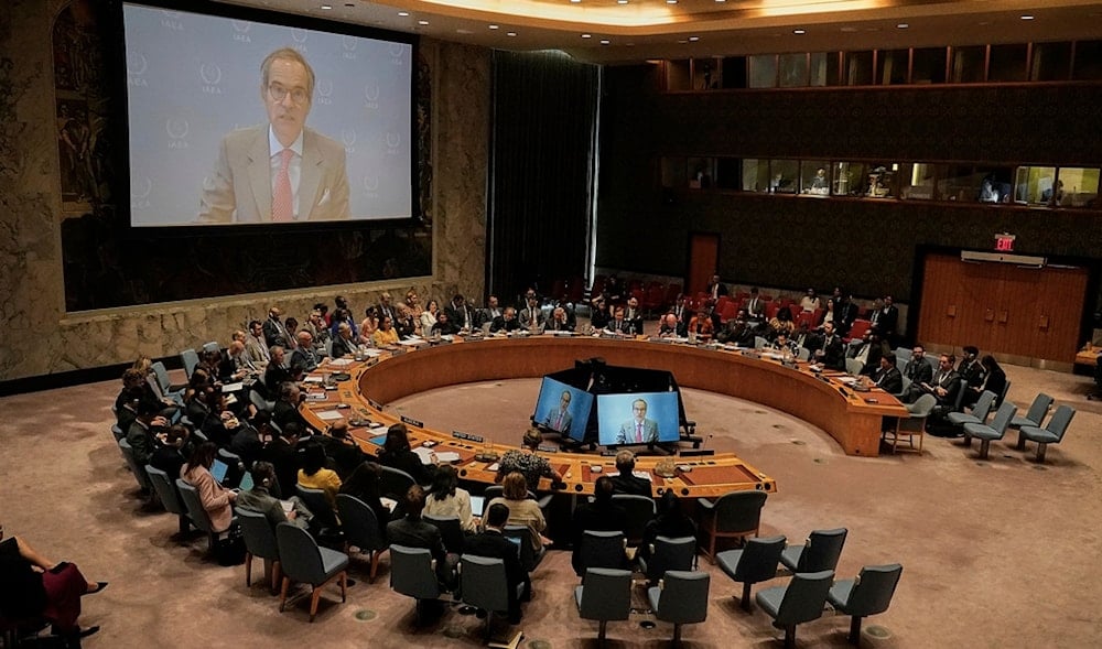 Rafael Mariano Grossi, the Director General of the International Agency for Atomic Energy, addresses a United Nations Security Council meeting, Friday, June 20, 2025. (AP)