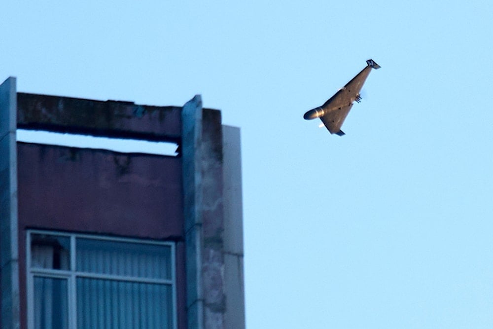 A Russian drone attacks a building during Russia's missile and drone air attack in Kiev, Ukraine, Tuesday, June 17, 2025 (AP)