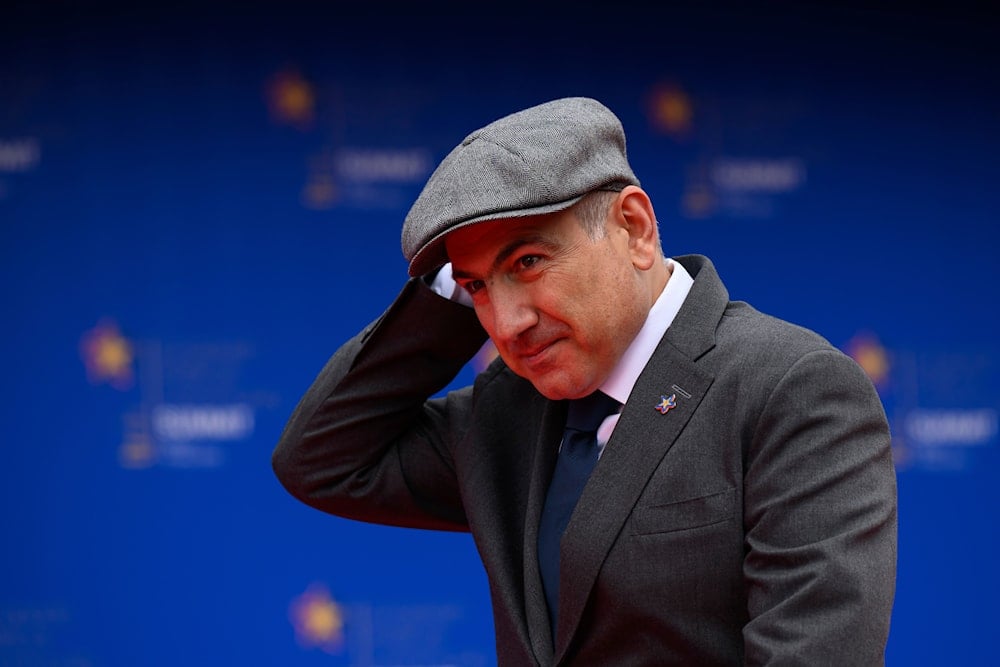 Armenian Prime Minister Nikol Pashinyan arrives for the European Political Community summit in Tirana, Albania, Friday, May 16, 2025. (AP)