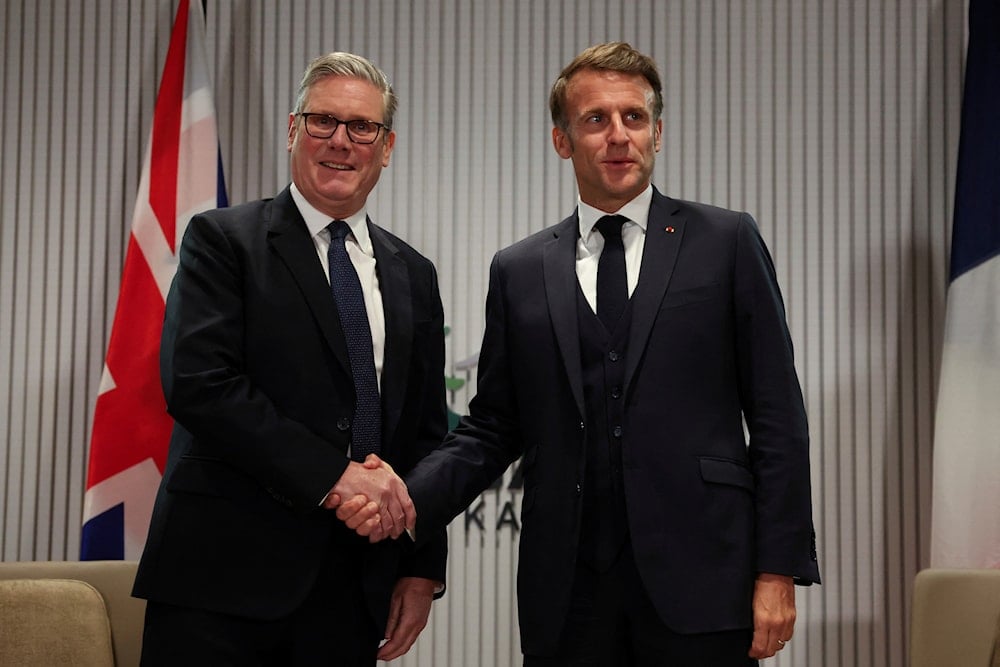 Britain's Prime Minister Keir Starmer, left, and President of France Emmanuel Macron attend a bilateral meeting at the G7 summit, in Kananaskis, Alberta, Canada, Monday, June 16, 2025 (AP)