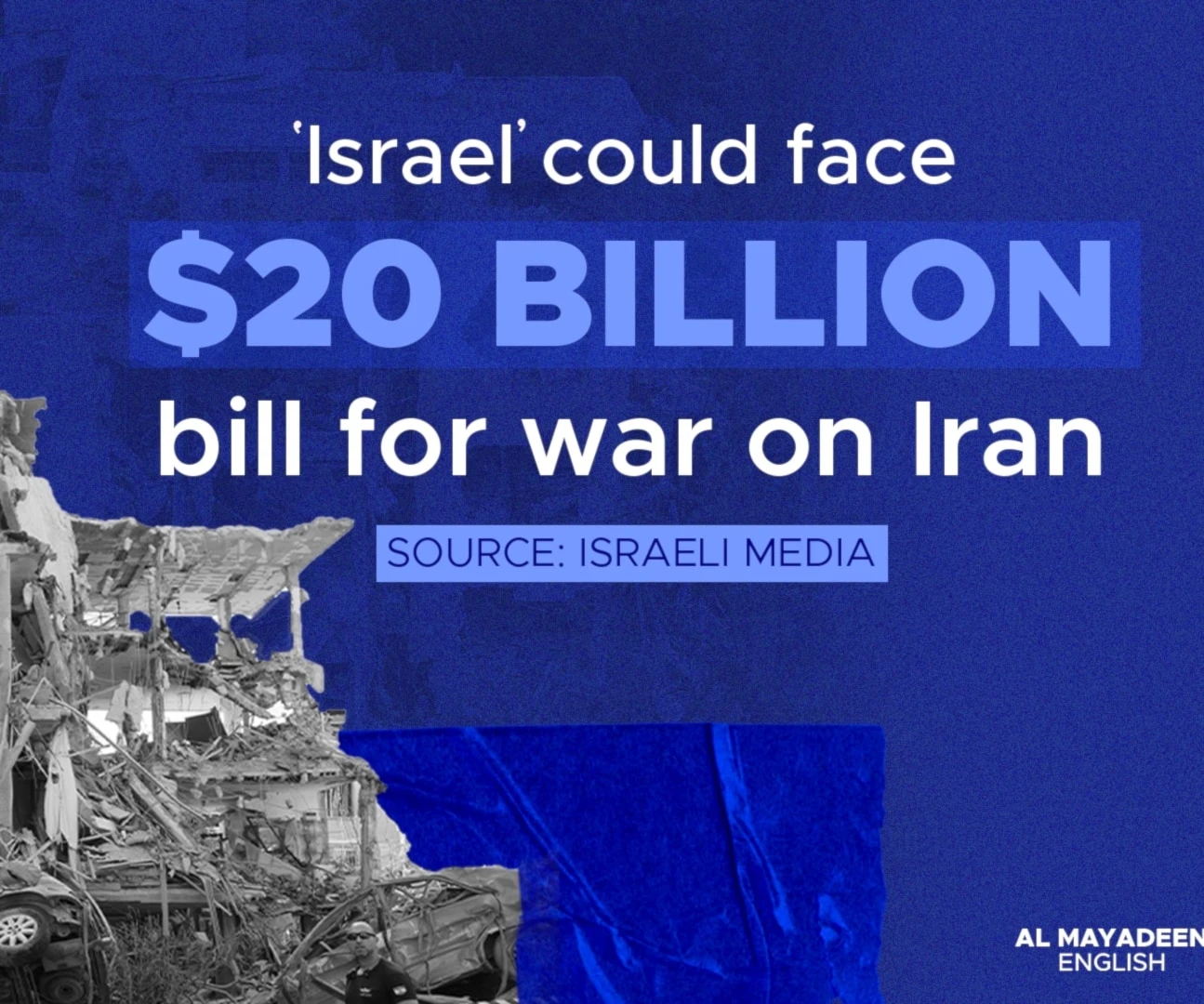 'Israel' could face $20 billion bill for war on Iran