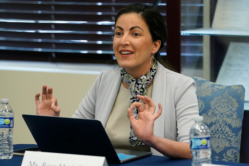 Cuban activist Rosa Maria Paya speaks during a roundtable discussion on human rights in Cuba and the recent disclosure of spy bases on the island, Monday, July 10, 2023, in Hialeah Gardens, Fla. (AP )