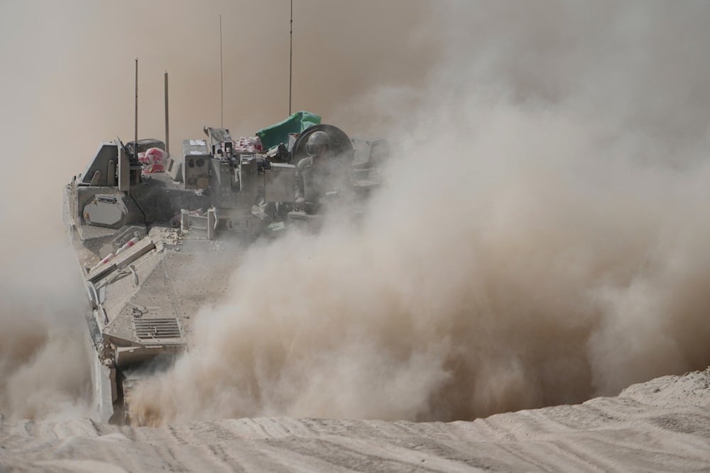 An Israeli army armored personnel carrier maneuvers near Gaza, Wednesday, June 11, 2025. (AP )