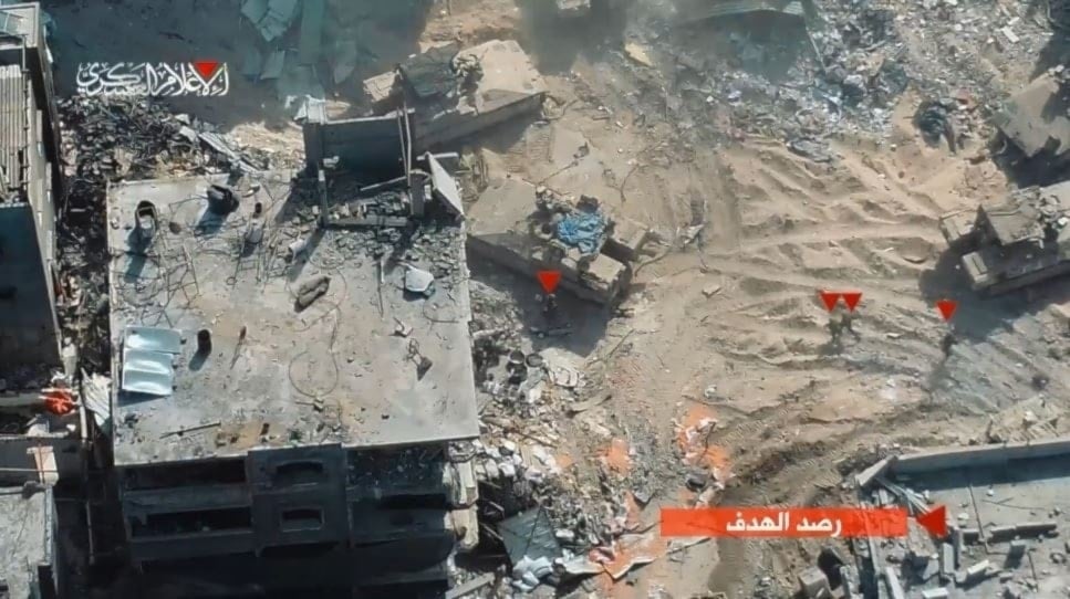 Screengrab from a video published by the al-Qassam Brigades shows confrontations with the Israeli occupation forces in Gaza, undated (Al-Qassam Brigades Military Media)
