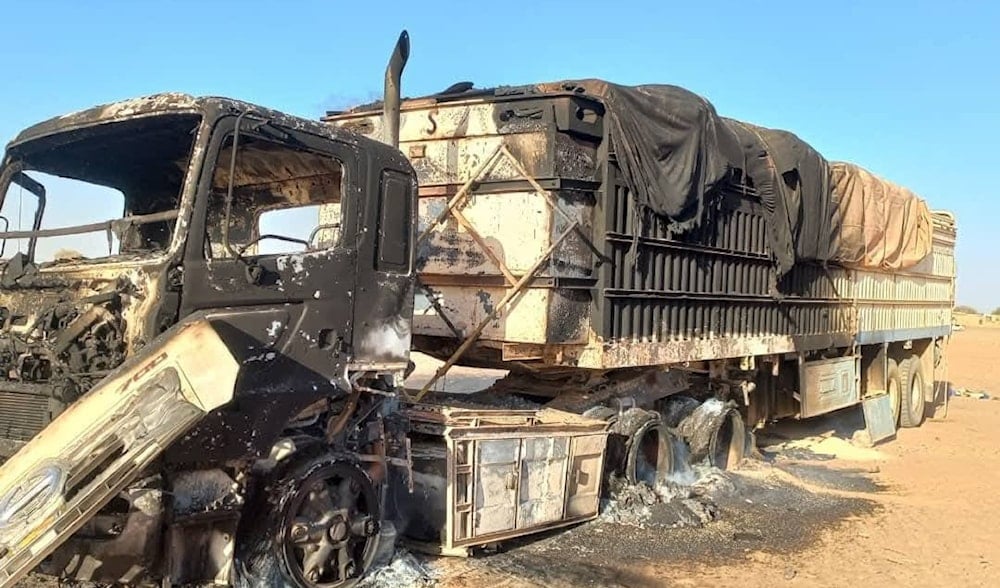 The damaged UN aid convoy after being targeted in El-Fasher, Sudan, June 3, 2025 (X/Sudan_tweet)