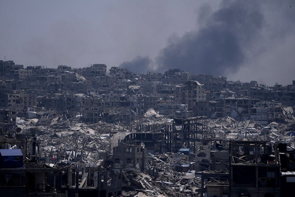 Smoke rises following an Israeli airstrike near Jabalia, northern Gaza Strip, on May 16, 2025. (AP Photo/Jehad Alshrafi)