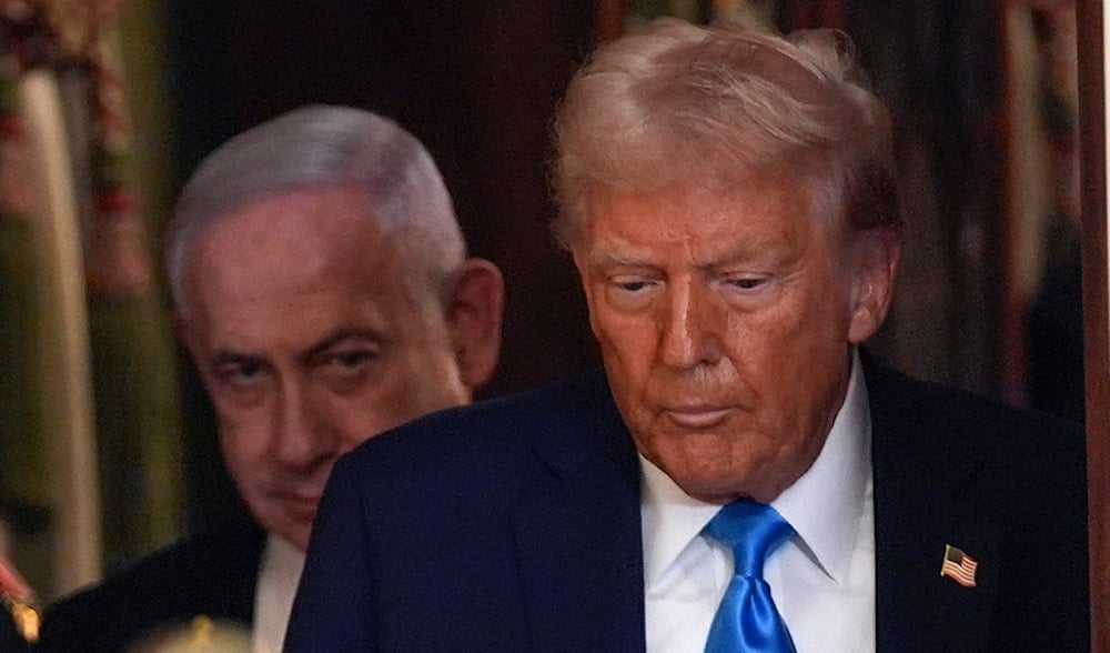 President Donald Trump and Israeli Prime Minister Benjamin Netanyahu arrive for a news conference in the East Room of the White House, Feb. 4, 2025, in Washington. (AP)